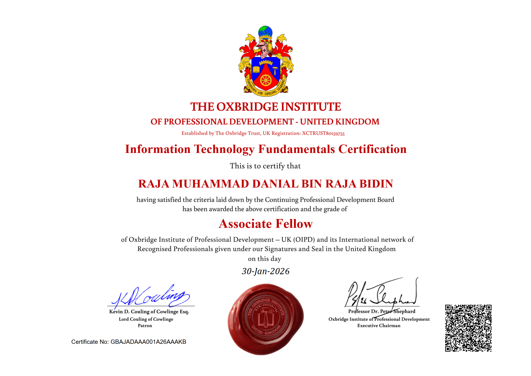 Danial Raja Insight Check out for my Credential - IRSHAD HR CONSULTING issued to RAJA ...
