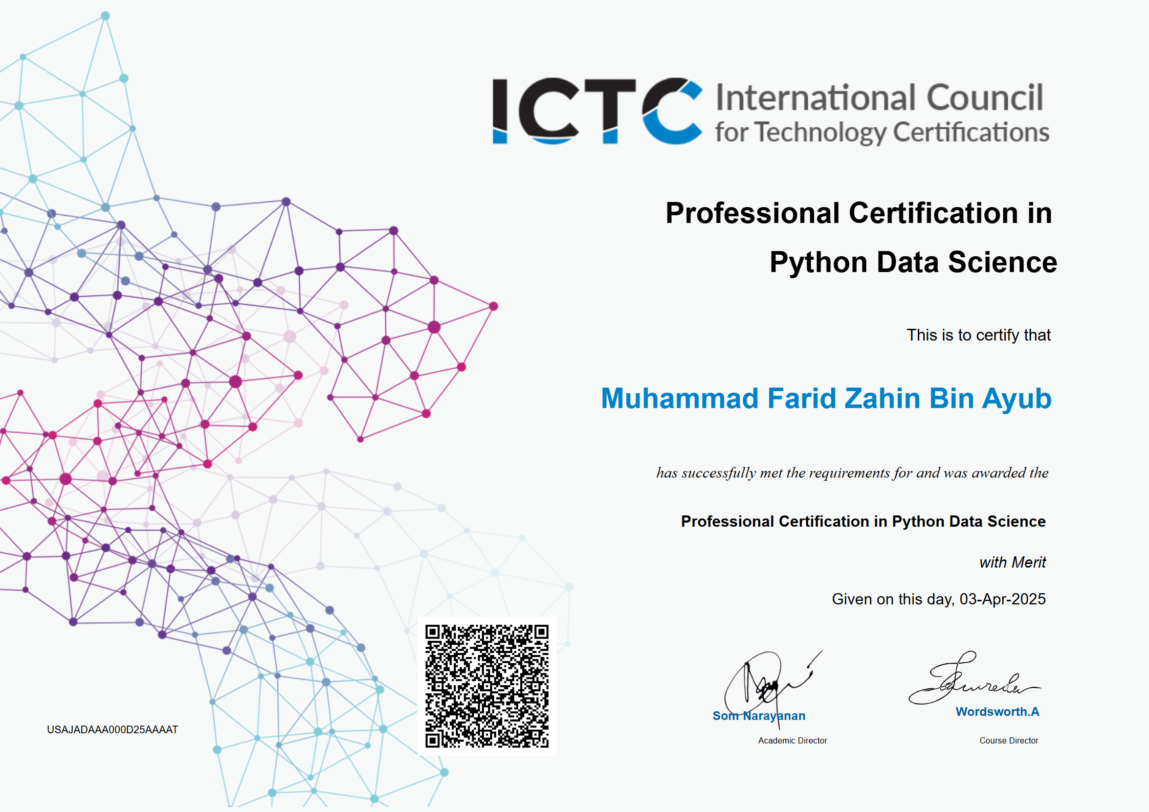 Check out for my Credential - Professional Certification in Python Data ...